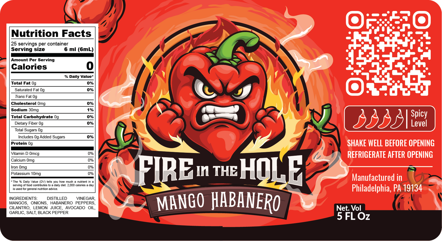 Fire In The Hole Mango Habanero Hot Sauce (5 oz)